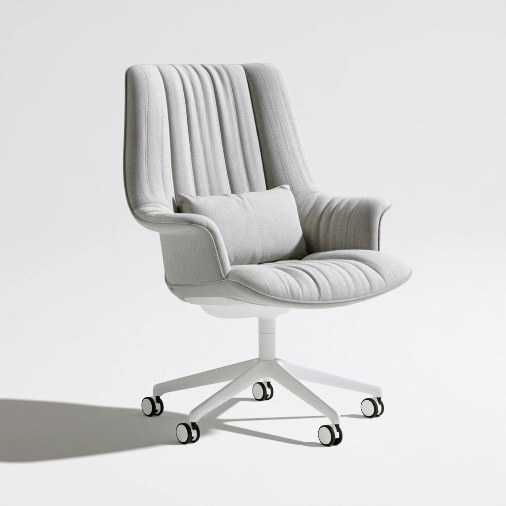 Ergonomiczny fotel biurowy, tapicerowany tkaniną, obrotowe siedzisko, kolor: jasnoszary