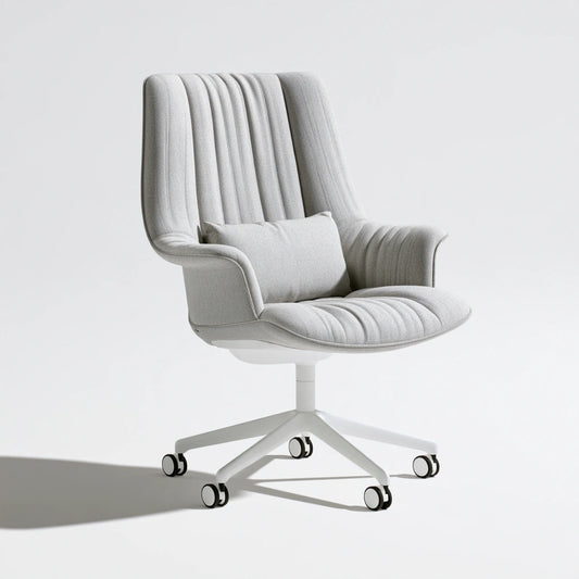 Ergonomiczny fotel biurowy, tapicerowany tkaniną, obrotowe siedzisko, kolor: jasnoszary