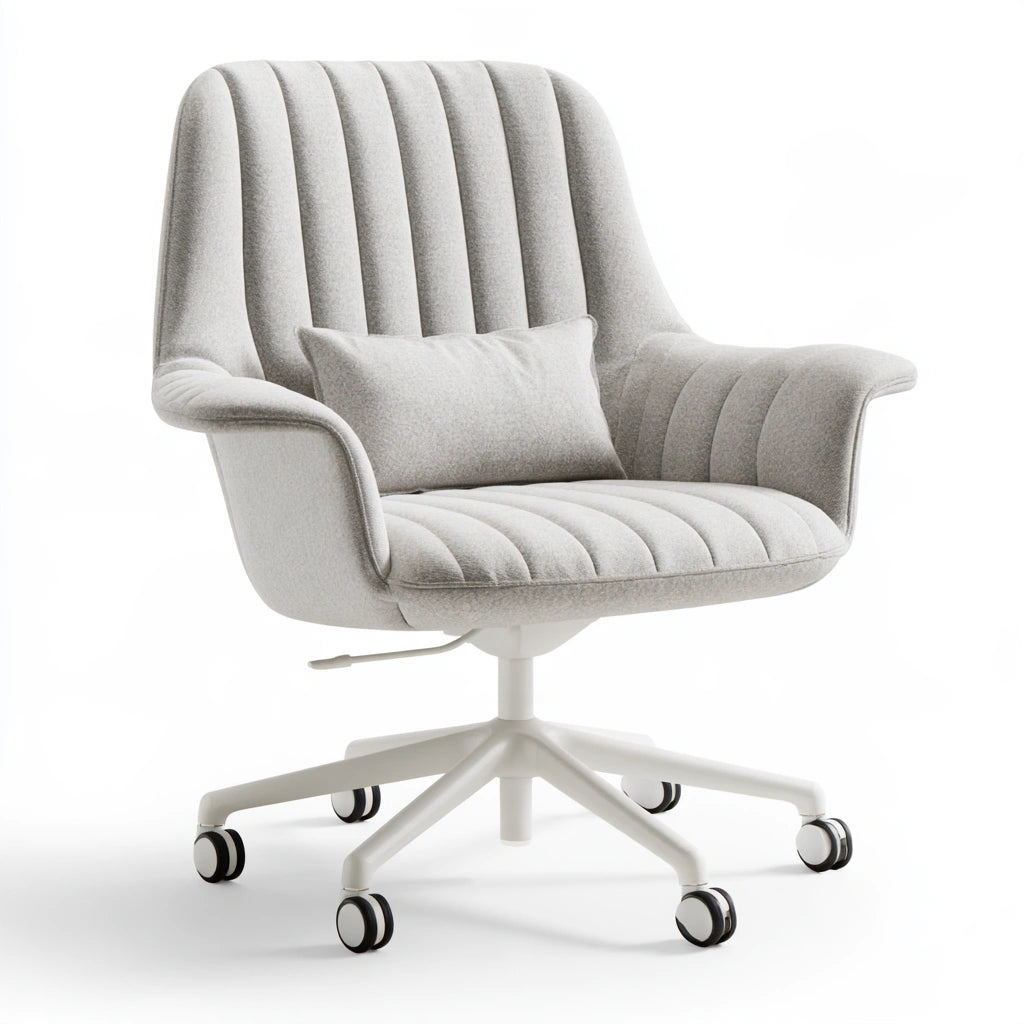 Ergonomiczny fotel biurowy, tapicerowany tkaniną, obrotowe siedzisko, kolor: jasnoszary