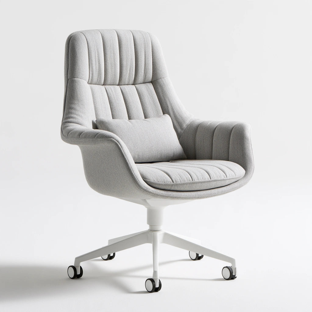 Ergonomiczny fotel biurowy, tapicerowany tkaniną, obrotowe siedzisko, kolor: jasnoszary