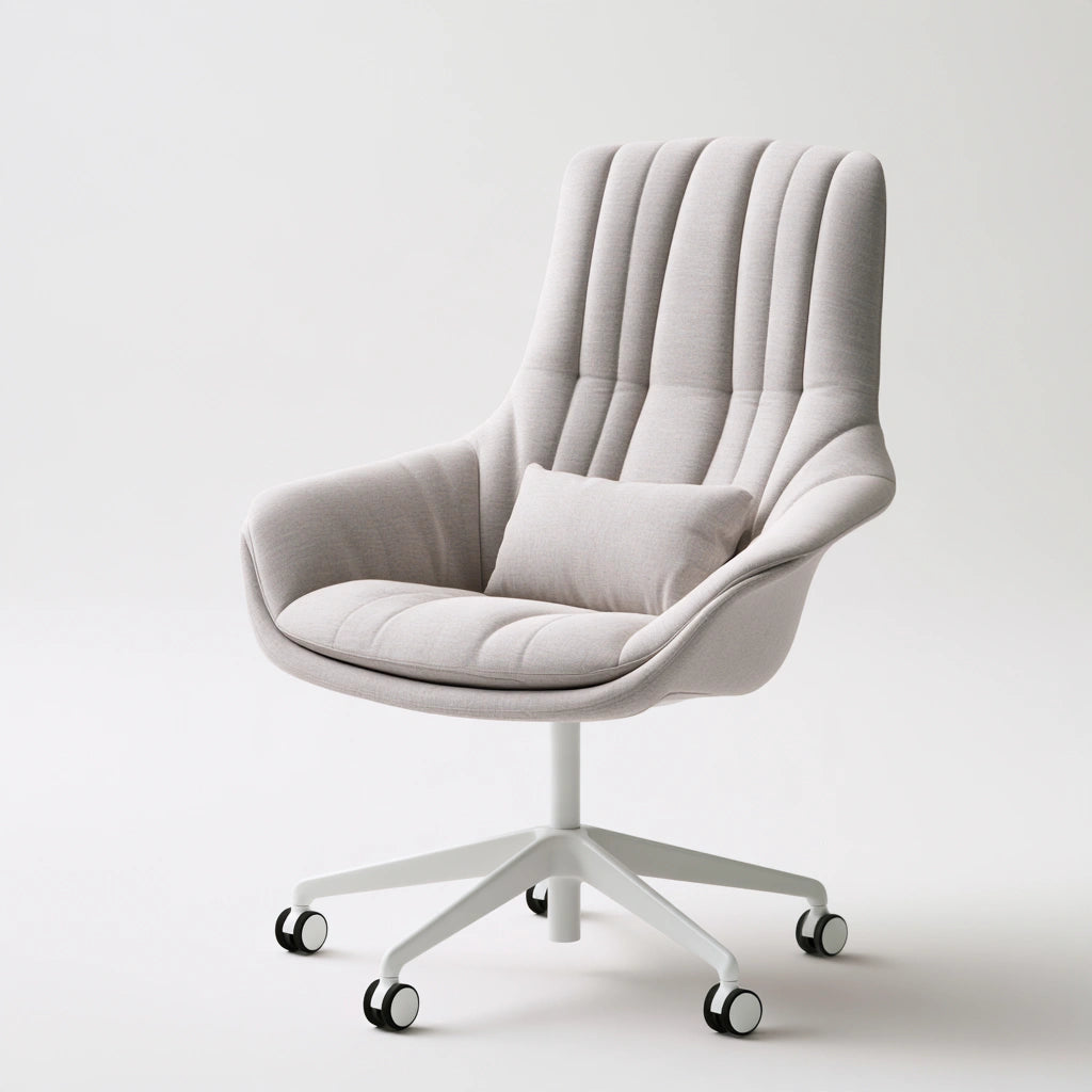 Ergonomiczny fotel biurowy, tapicerowany tkaniną, obrotowe siedzisko, kolor: jasnoszary